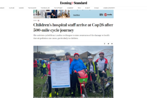 Children’s hospital staff arrive at Cop26 after 500-mile cycle journey