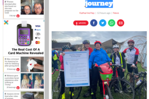 Children’s hospital staff arrive at Cop26 after 500-mile cycle journey
